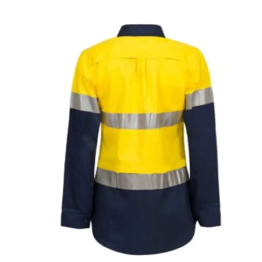 Picture of WorkCraft, Womens, Shirt, Long Sleeve, Lightweight, Hi Vis, Two Tone, Vented, Cotton Drill, CSR Reflective Tape